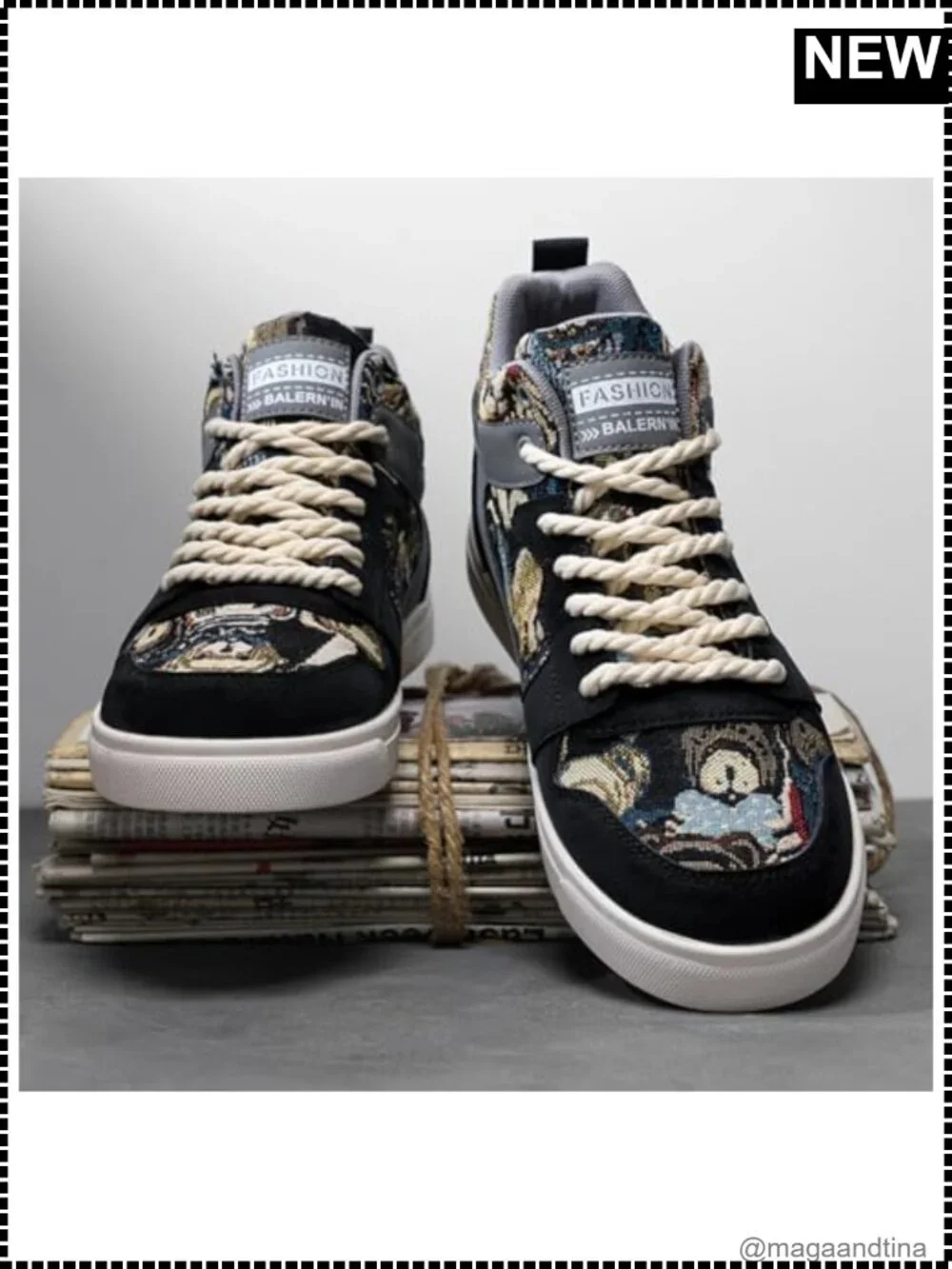 Men's High Top PU Skateboarding Sneakers Lace Up Athletic Shoes